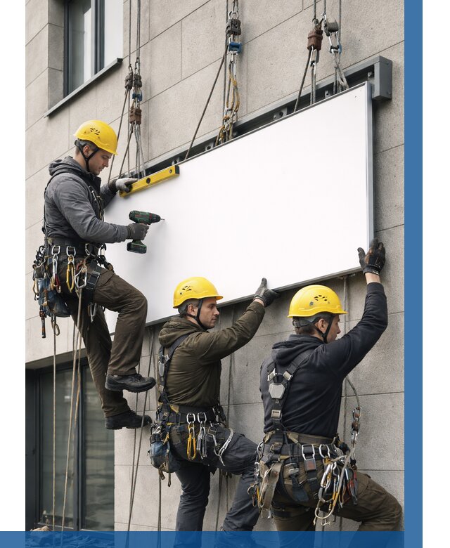 Монтаж рекламной вывески в Бердске от 8330 р. | ВЫСОТНИК-Брд