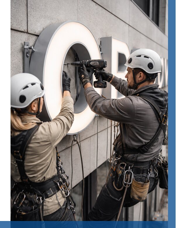 Монтаж световых букв в Бердске от 3124 р. под ключ ВЫСОТНИК-Брд