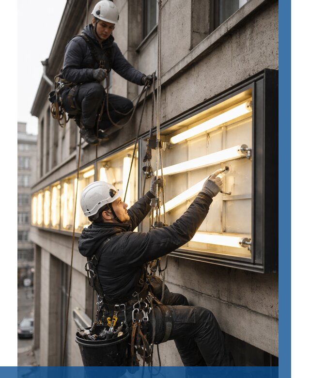 Замена ламп в вывеске в Бердске под ключ от 3644 р. | ВЫСОТНИК-Брд