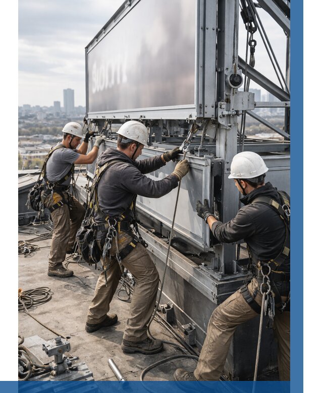 Монтаж крышной рекламной конструкции в Бердске от 62472 р.|ВЫСОТНИК-Брд