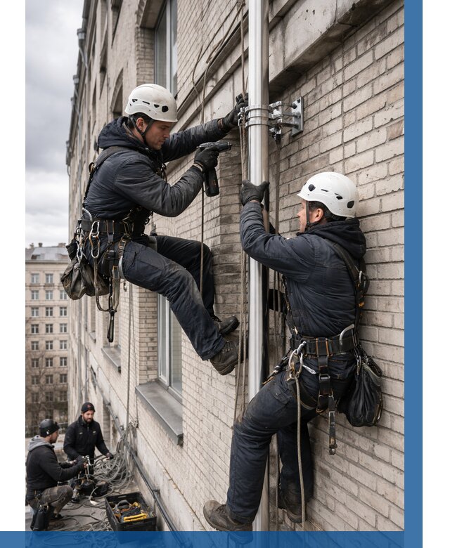 Монтаж флагштока на здании в Бердске от 6768 р. | ВЫСОТНИК-Брд