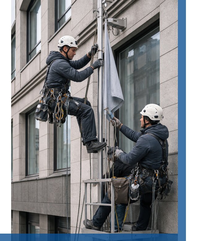 Установка флагов на фасаде в Бердске от 4685 р. | ВЫСОТНИК-Брд