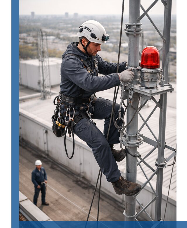 Монтаж заградительных огней и обслуживание объектов в Бердске