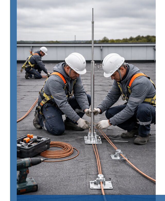 Монтаж молниезащиты на кровле в Бердске под ключ с гарантией