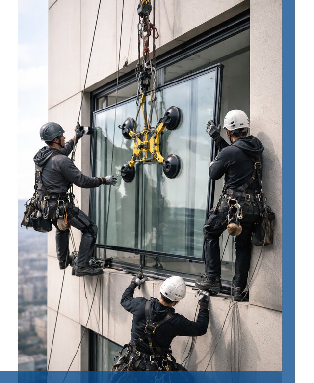 Монтаж стеклопакетов на высоте в Бердске от 3332 р. | ВЫСОТНИК-Брд