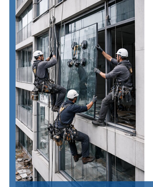 Фасадное остекление и монтаж витражей зданий в Бердске под ключ