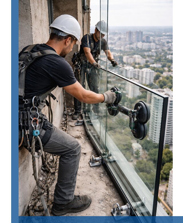 Монтаж стеклянных ограждений под ключ с гарантией в Бердске