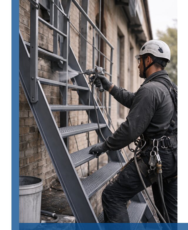 Покраска и антикоррозионная защита пожарных лестниц в Бердске