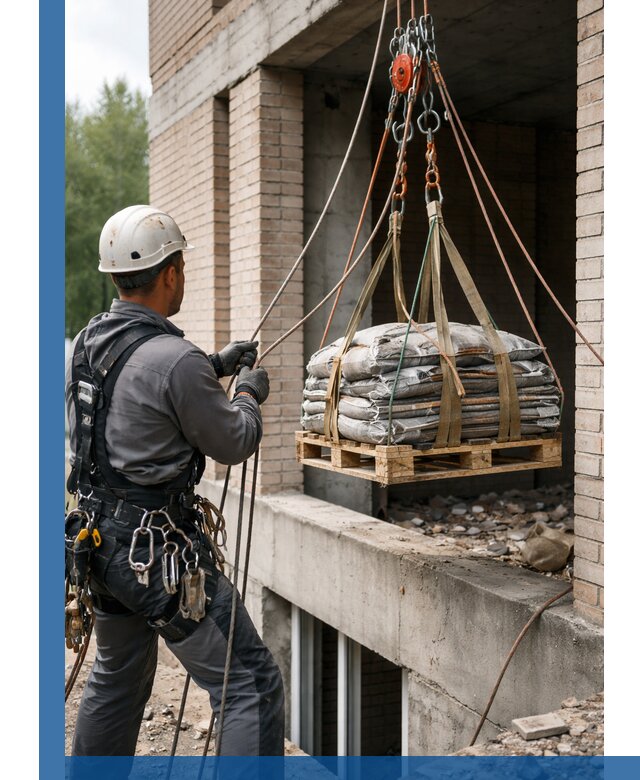 Подъем материалов на этаж веревками в Бердске оперативно