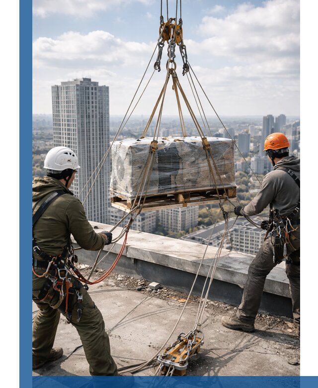 Подъем и монтаж крупногабаритных грузов на крышу в Бердске