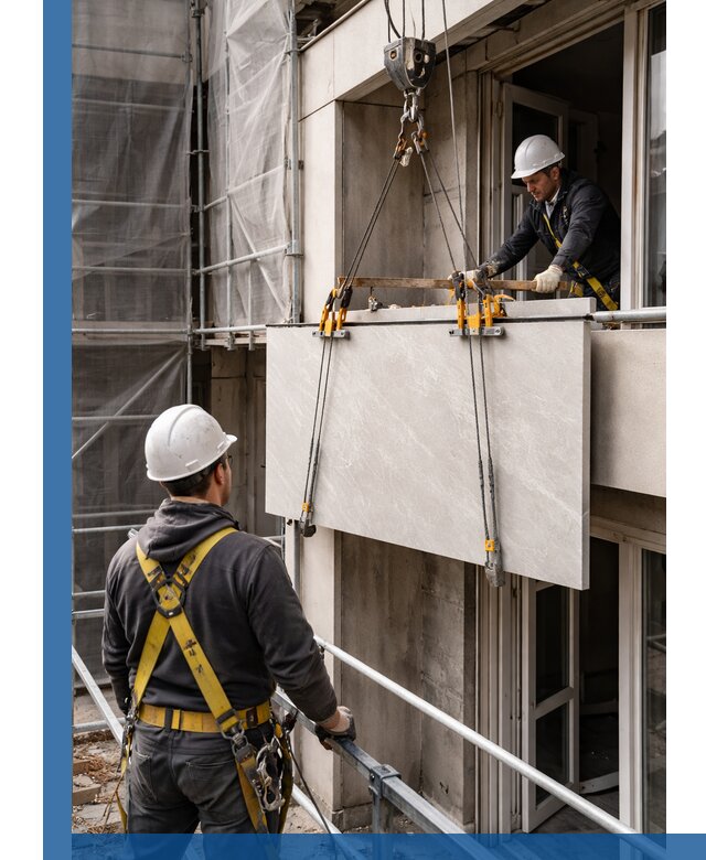 Подъем керамогранита на этаж в Бердске грузчиками и техникой