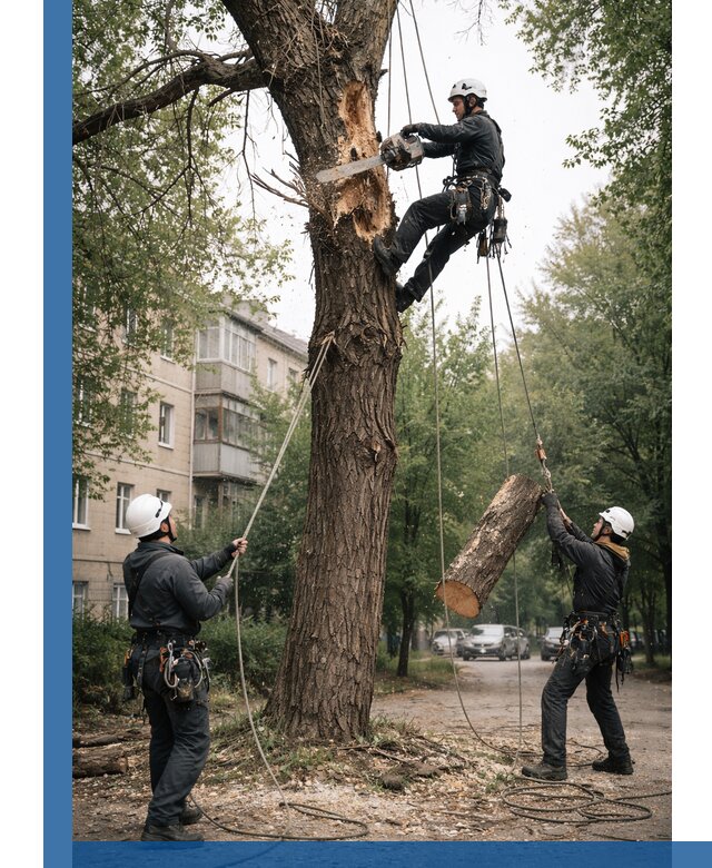 Срочное удаление аварийных деревьев в Бердске с гарантией безопасности