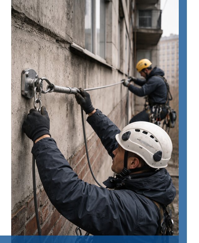 Монтаж анкерных линий в Бердске от 3124 р. | ВЫСОТНИК-Брд